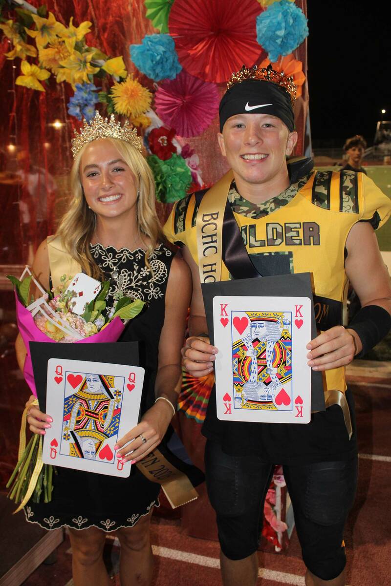 Ron Eland/Boulder City Review During halftime of Friday’s football game, seniors Chelsie ...