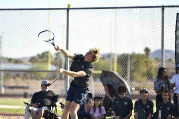 Robert Vendettoli/Boulder City Review Serving the ball, Boulder City doubles star Miles Alder p ...