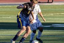 Photo courtesy Chad Schoop Boulder City boys soccer star Kayden Wells takes the ball away from ...