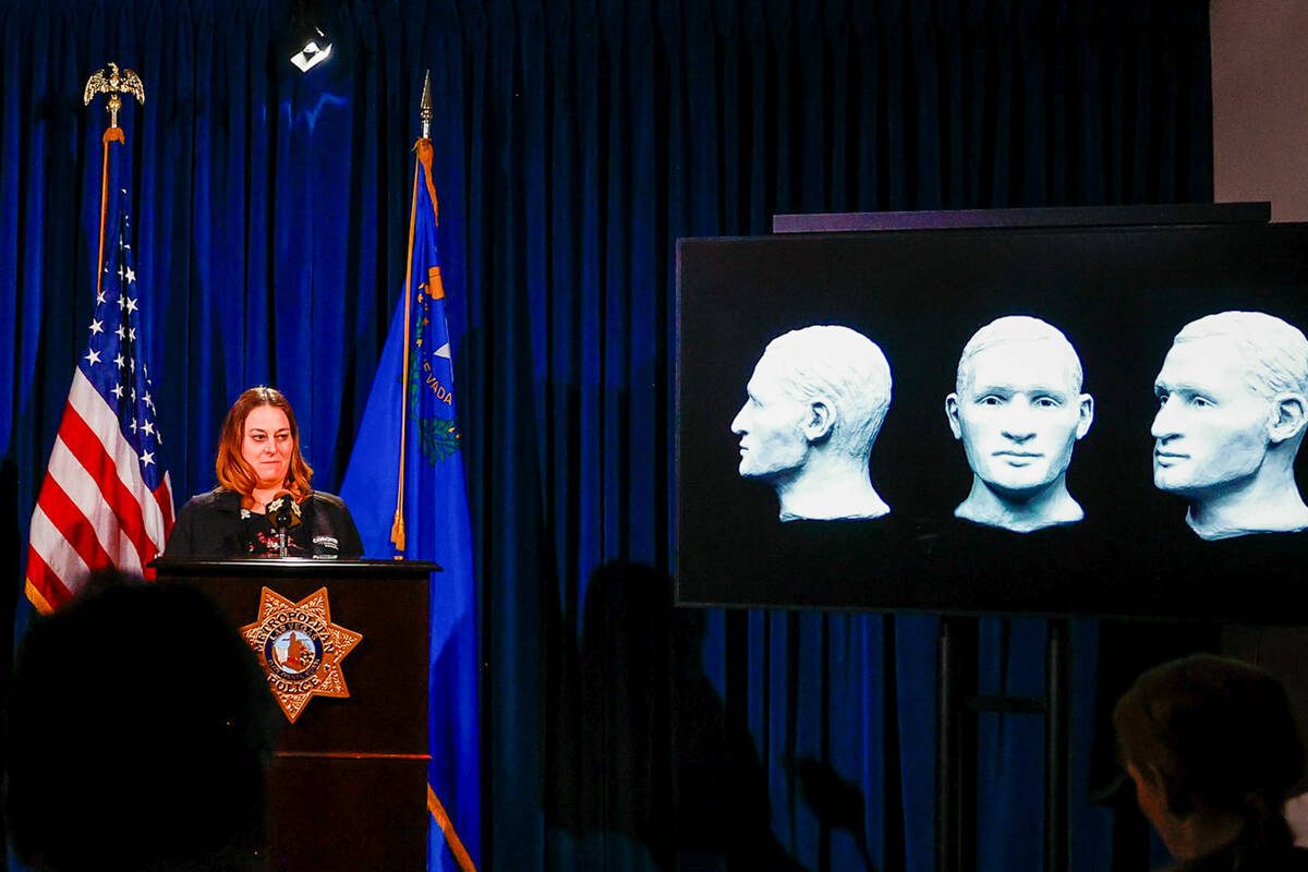 Clark County Coroner Melanie Rouse speaks at press conference at Metropolitan Police Headquarte ...