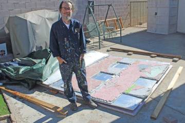 Ron Eland/Boulder City Review Boulder City artist Lee Lanier stands in his backyard next to one ...
