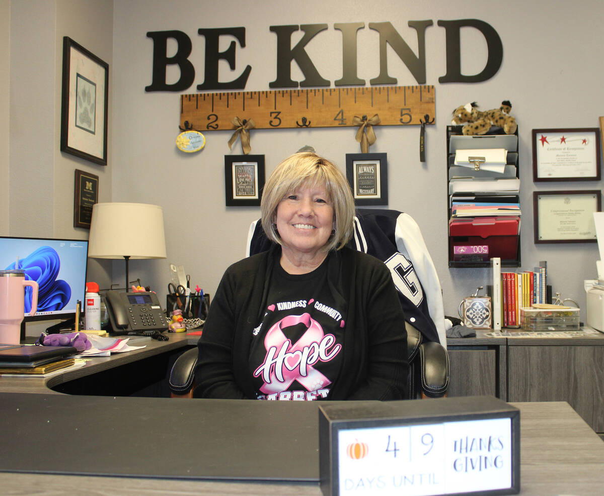 Ron Eland/Boulder City Review Principal Melanie Teemant in her office at Garrett Junior High. S ...