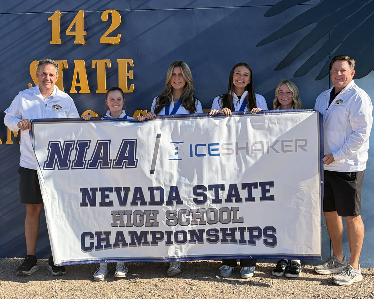 Photo courtesy Robert Reese Boulder City High School girls golf celebrates their third consecut ...