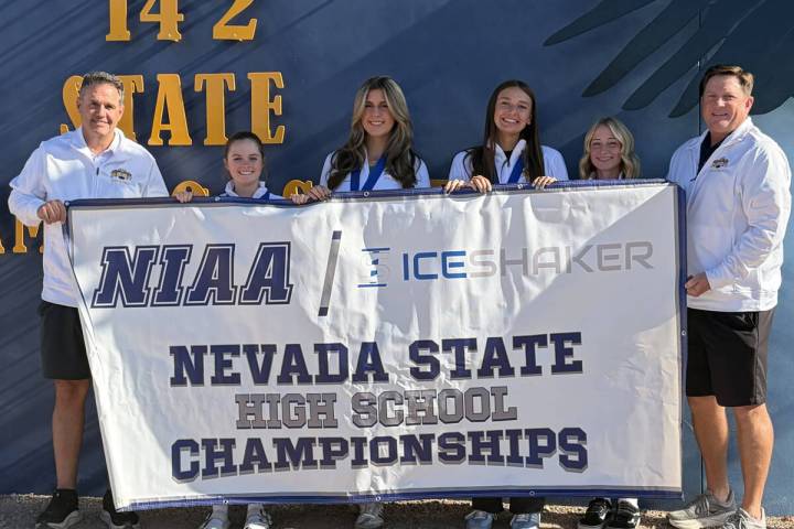 Photo courtesy Robert Reese Boulder City High School girls golf celebrates their third consecut ...