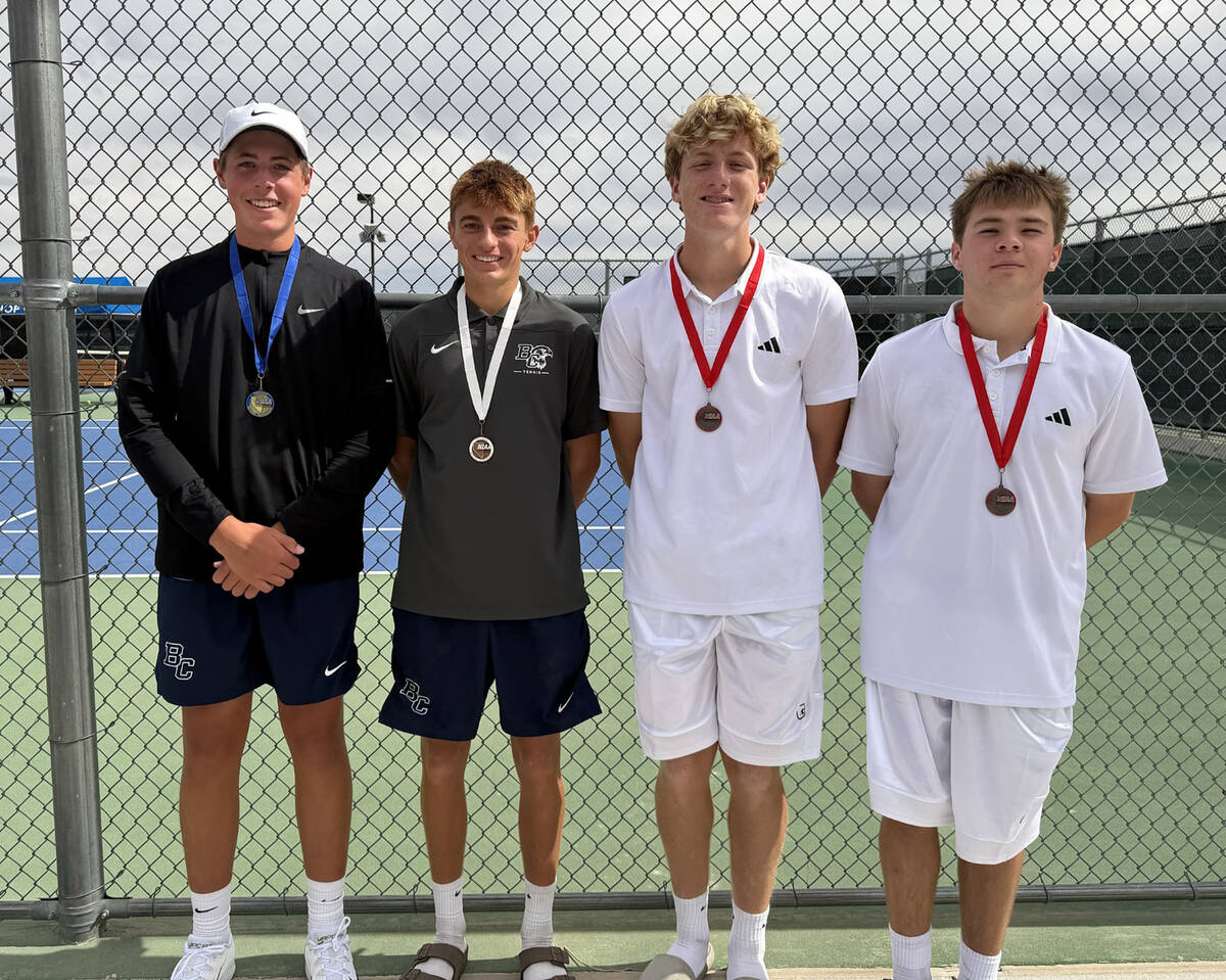 Photos courtesy Rachelle Huxford From left to right, Boulder City High School boys tennis play ...