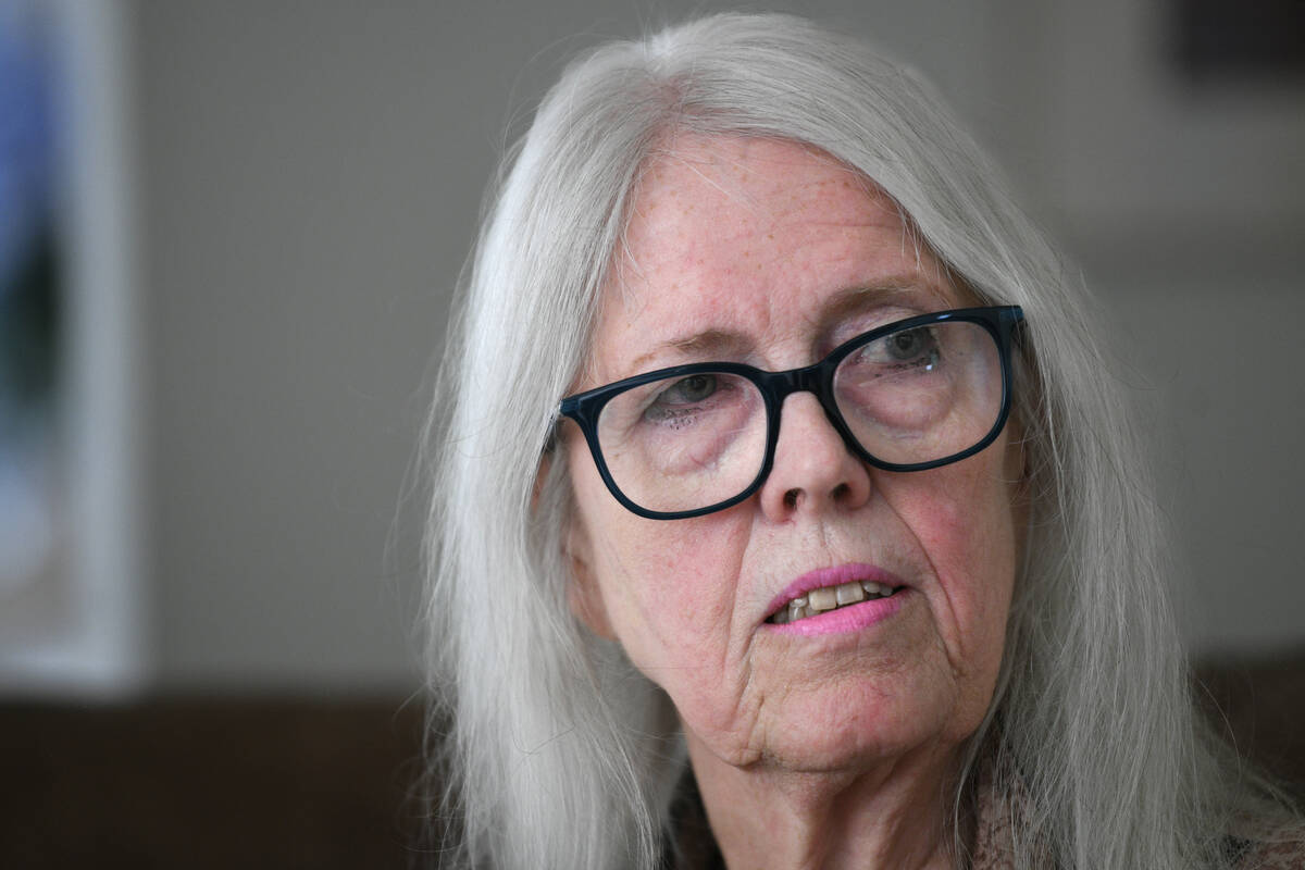 Sundae Schor talks on Monday, Oct. 19, 2026, in Bullhead City, Arizona, about her experience gr ...