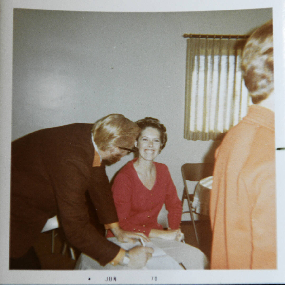 This is a circa 1970 photo showing Sundae Schor being talked to by her stepfather, Edward Lelbu ...