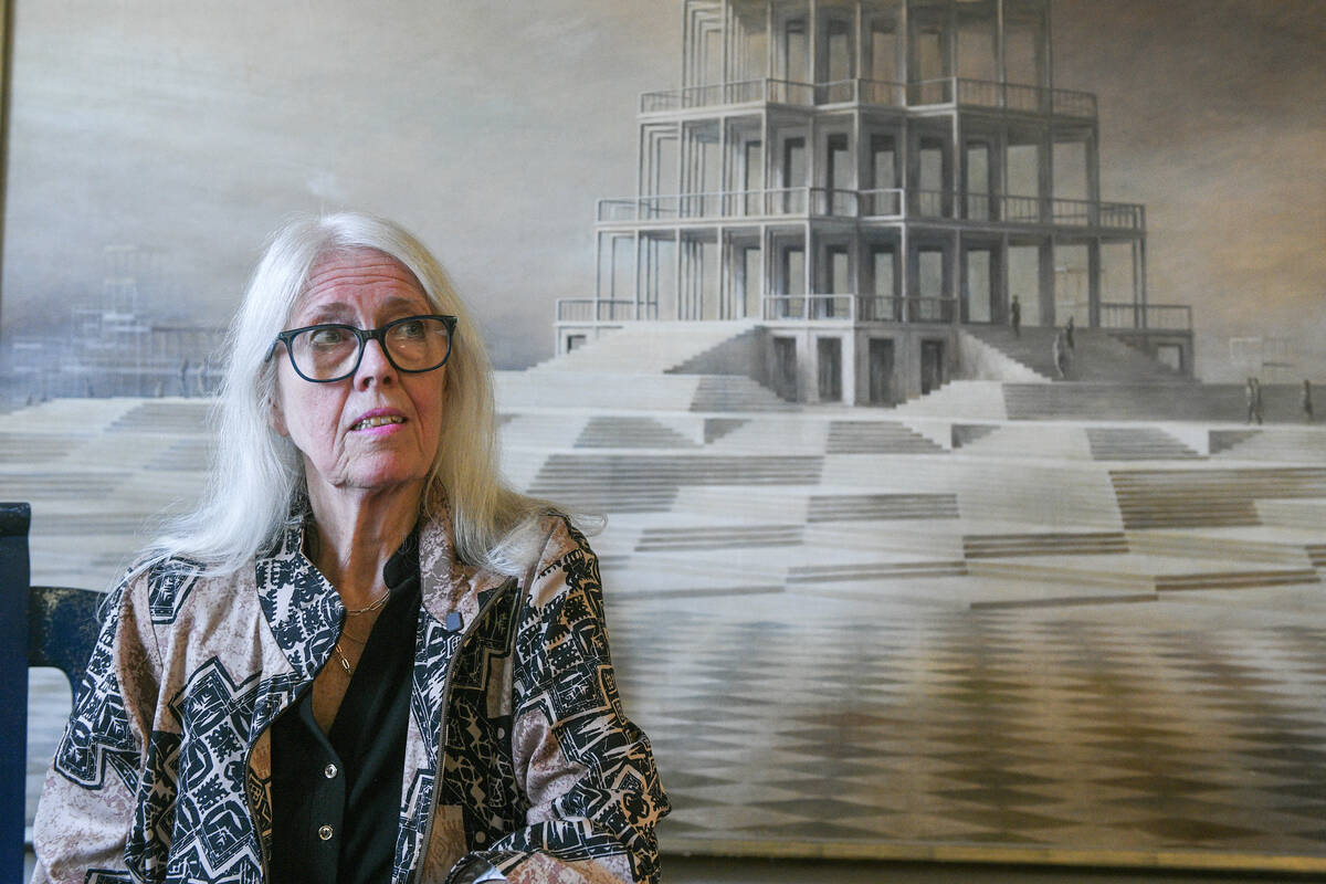Sundae Schor talks on Monday, Oct. 19, 2026, in Bullhead City, Arizona, about her experience gr ...