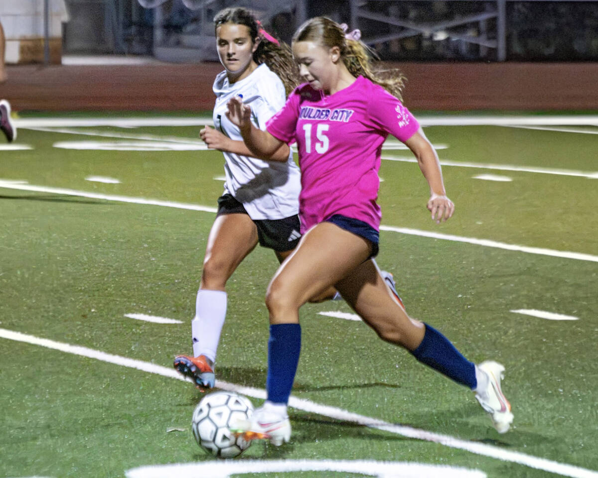 Photo courtesy Chad Schoop Boulder City High School girls soccer star Savanna Starley brings t ...